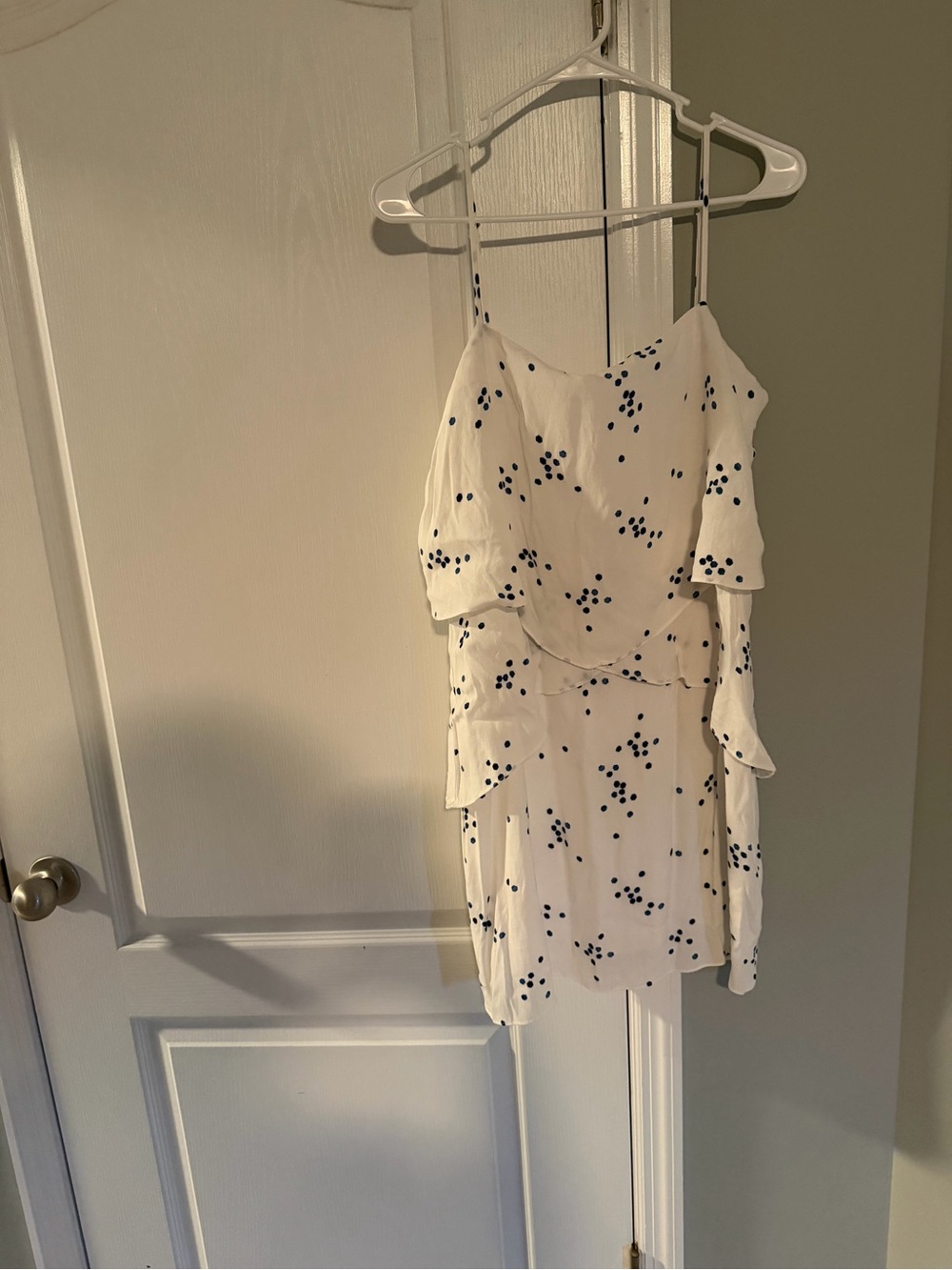 White Spotted Ruffle Slip Dress